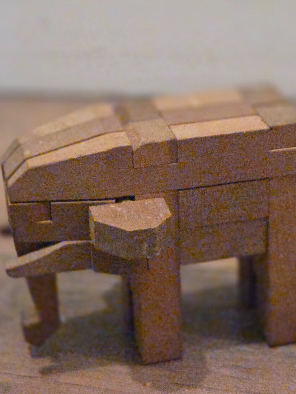 Vintage Japan Wooden Interlocking Elephant Kumiki Puzzle